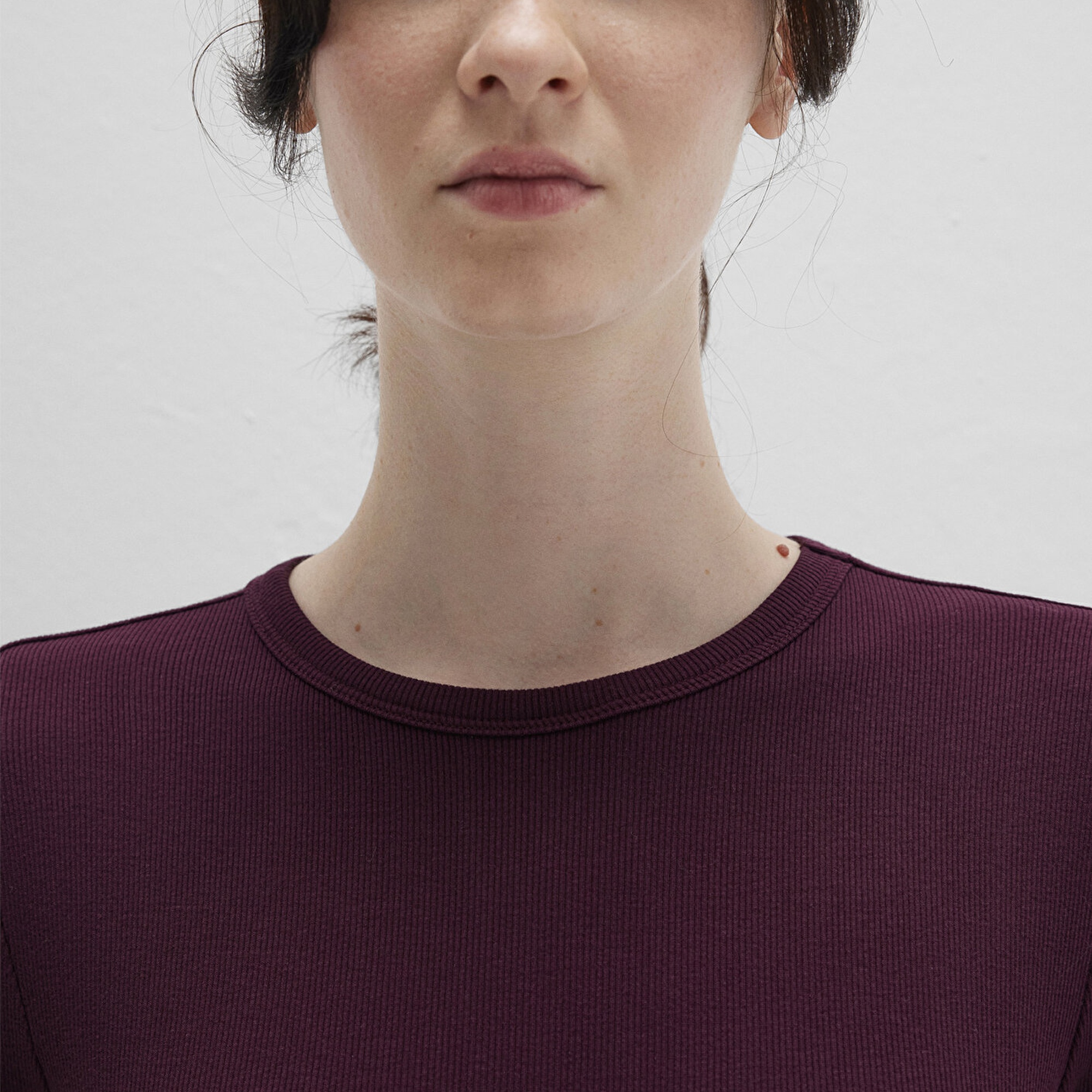 Mavi Bordo Basic Tişört Fitted / Vücuda Oturan Kesim 1613081-70434