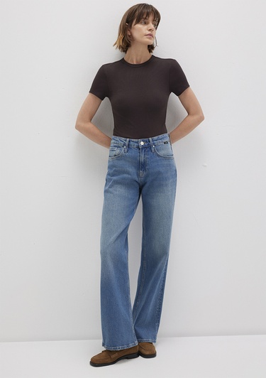  Mavi Kahverengi Basic Tişört Fitted / Vücuda Oturan Kesim 1613081-70240