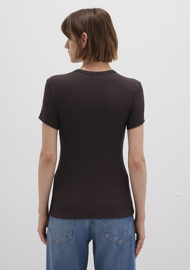  Mavi Kahverengi Basic Tişört Fitted / Vücuda Oturan Kesim 1613081-70240