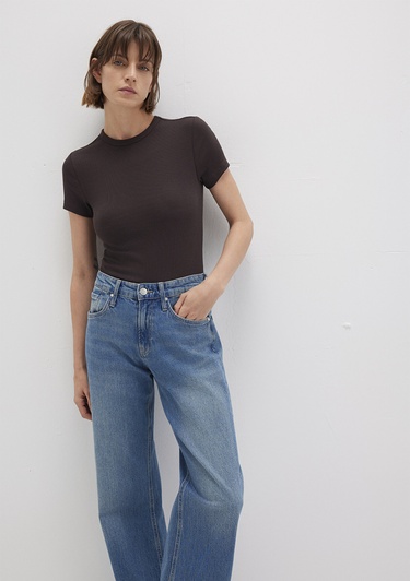  Mavi Kahverengi Basic Tişört Fitted / Vücuda Oturan Kesim 1613081-70240