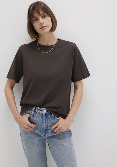  Mavi Kahverengi Basic Tişört Regular Fit / Normal Kesim 1600965-90707