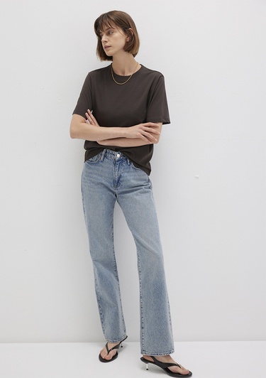  Mavi Kahverengi Basic Tişört Regular Fit / Normal Kesim 1600965-90707