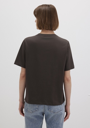  Mavi Kahverengi Basic Tişört Regular Fit / Normal Kesim 1600965-90707