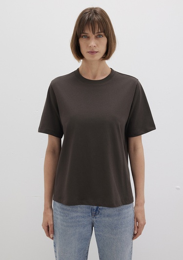  Mavi Kahverengi Basic Tişört Regular Fit / Normal Kesim 1600965-90707