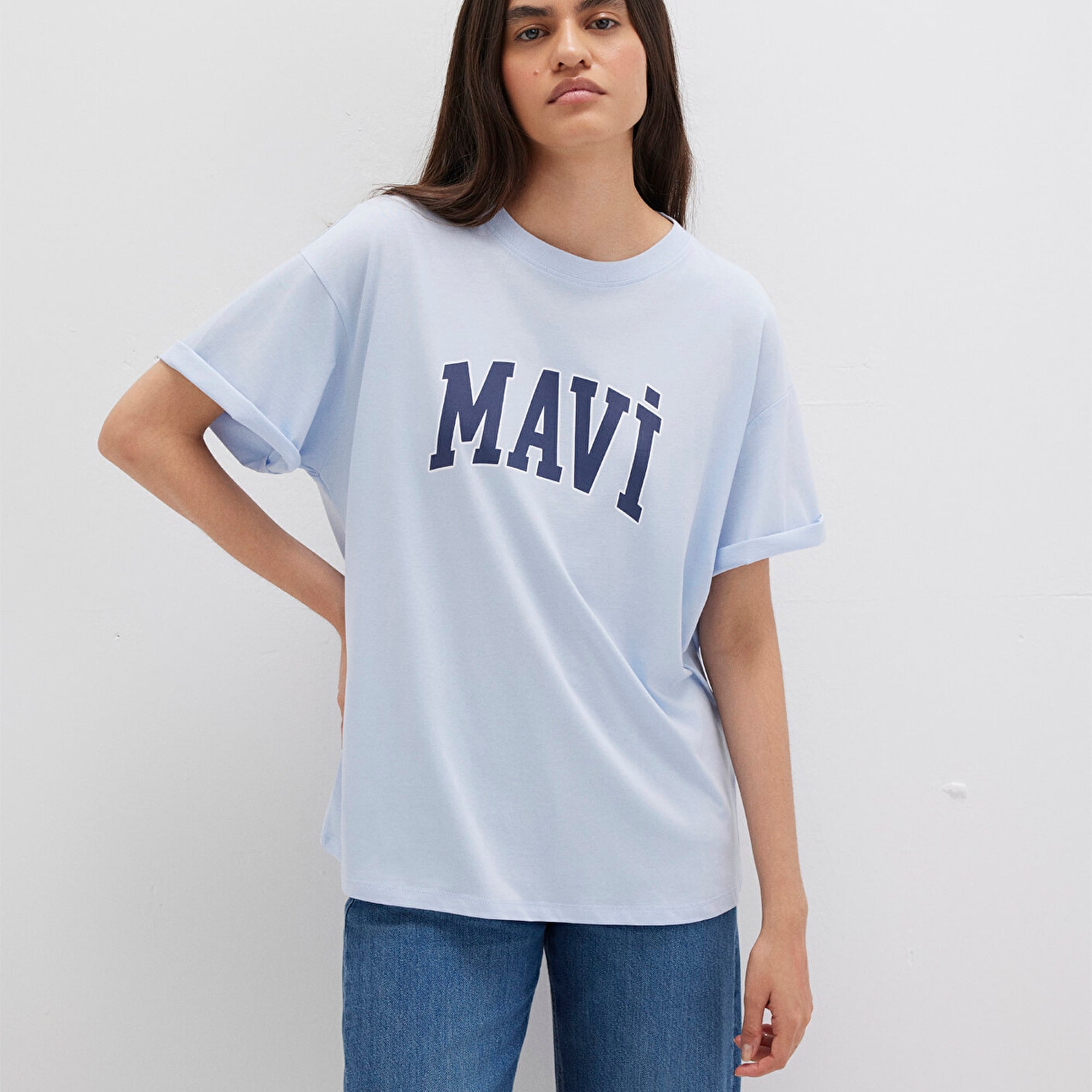 Mavi Mavi Logo Baskılı Mavi Tişört Oversize / Geniş Kesim 1600843-70717