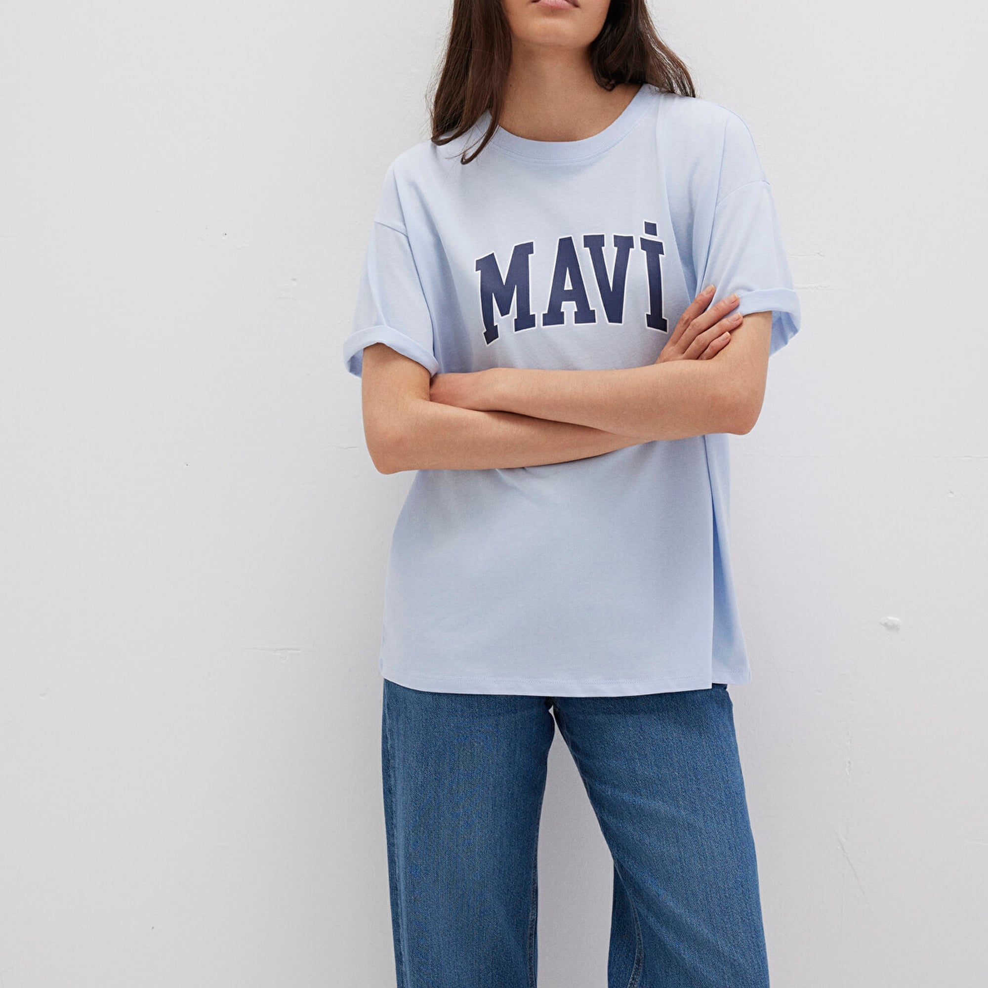 Mavi Mavi Logo Baskılı Mavi Tişört Oversize / Geniş Kesim 1600843-70717