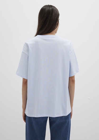  Mavi Mavi Logo Baskılı Mavi Tişört Oversize / Geniş Kesim 1600843-70717