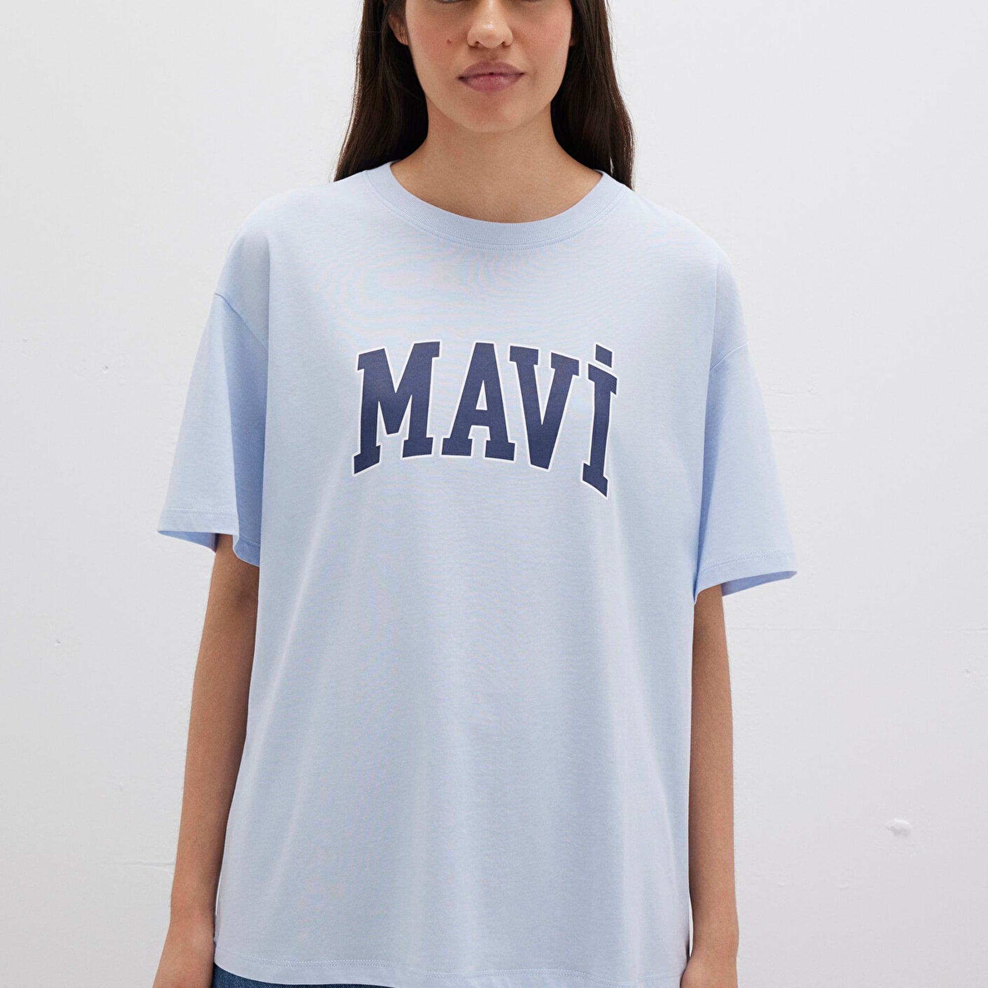 Mavi Mavi Logo Baskılı Mavi Tişört Oversize / Geniş Kesim 1600843-70717