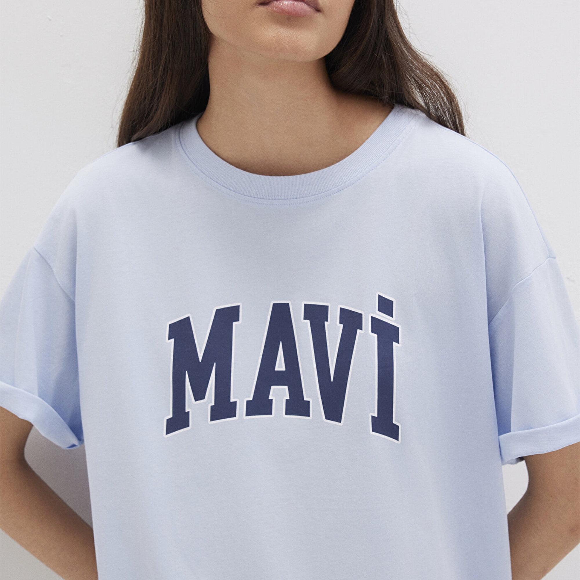 Mavi Mavi Logo Baskılı Mavi Tişört Oversize / Geniş Kesim 1600843-70717