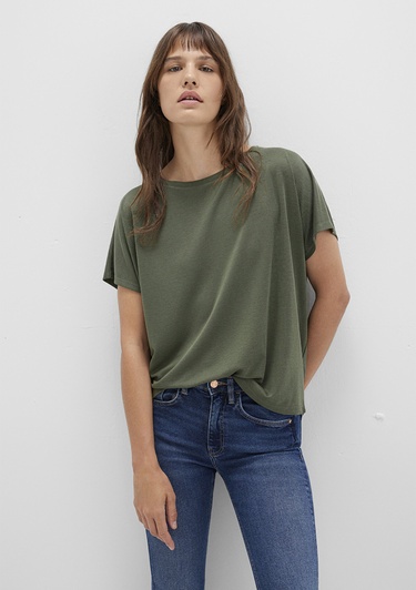  Mavi Lux Touch TENCEL TM Modal Yeşil Basic Tişört Loose Fit / Bol Rahat Kesim 167245-71551