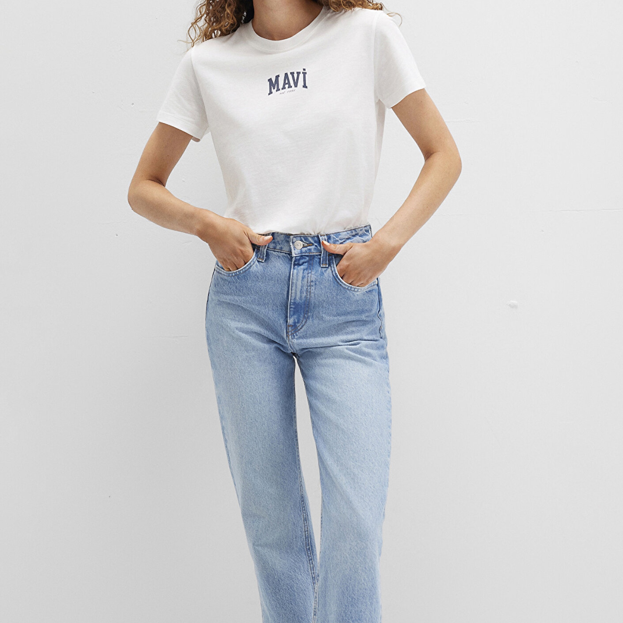 Mavi Mavi Logo Baskılı Beyaz Tişört Regular Fit / Normal Kesim 1613412-70057