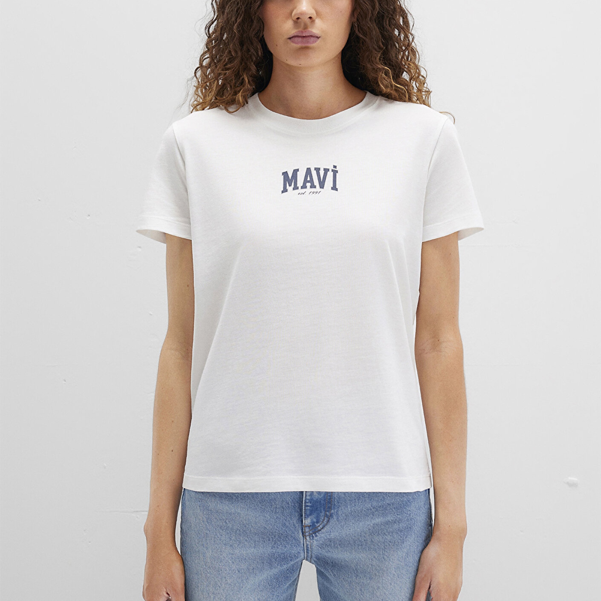 Mavi Mavi Logo Baskılı Beyaz Tişört Regular Fit / Normal Kesim 1613412-70057