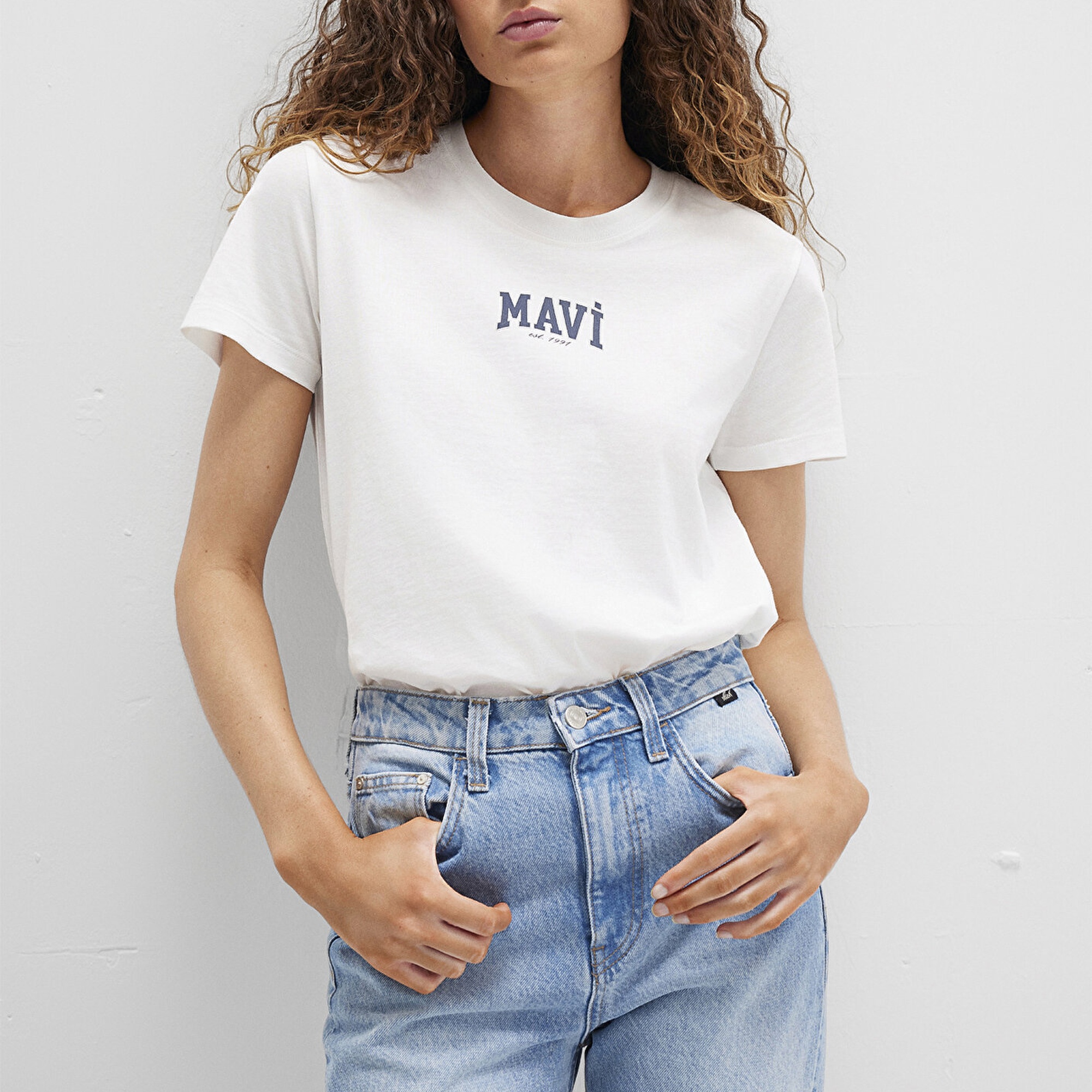 Mavi Mavi Logo Baskılı Beyaz Tişört Regular Fit / Normal Kesim 1613412-70057