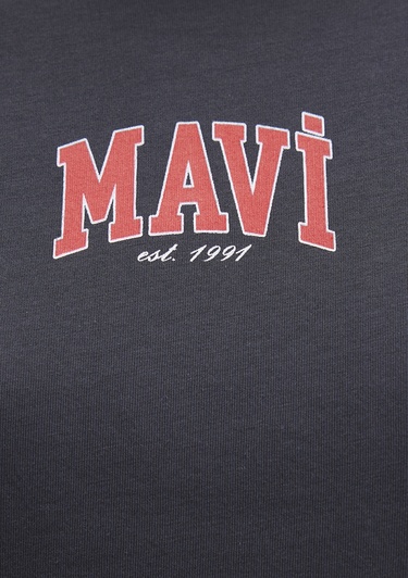  Mavi Mavi Logo Baskılı Antrasit Tişört Regular Fit / Normal Kesim 1613412-70087