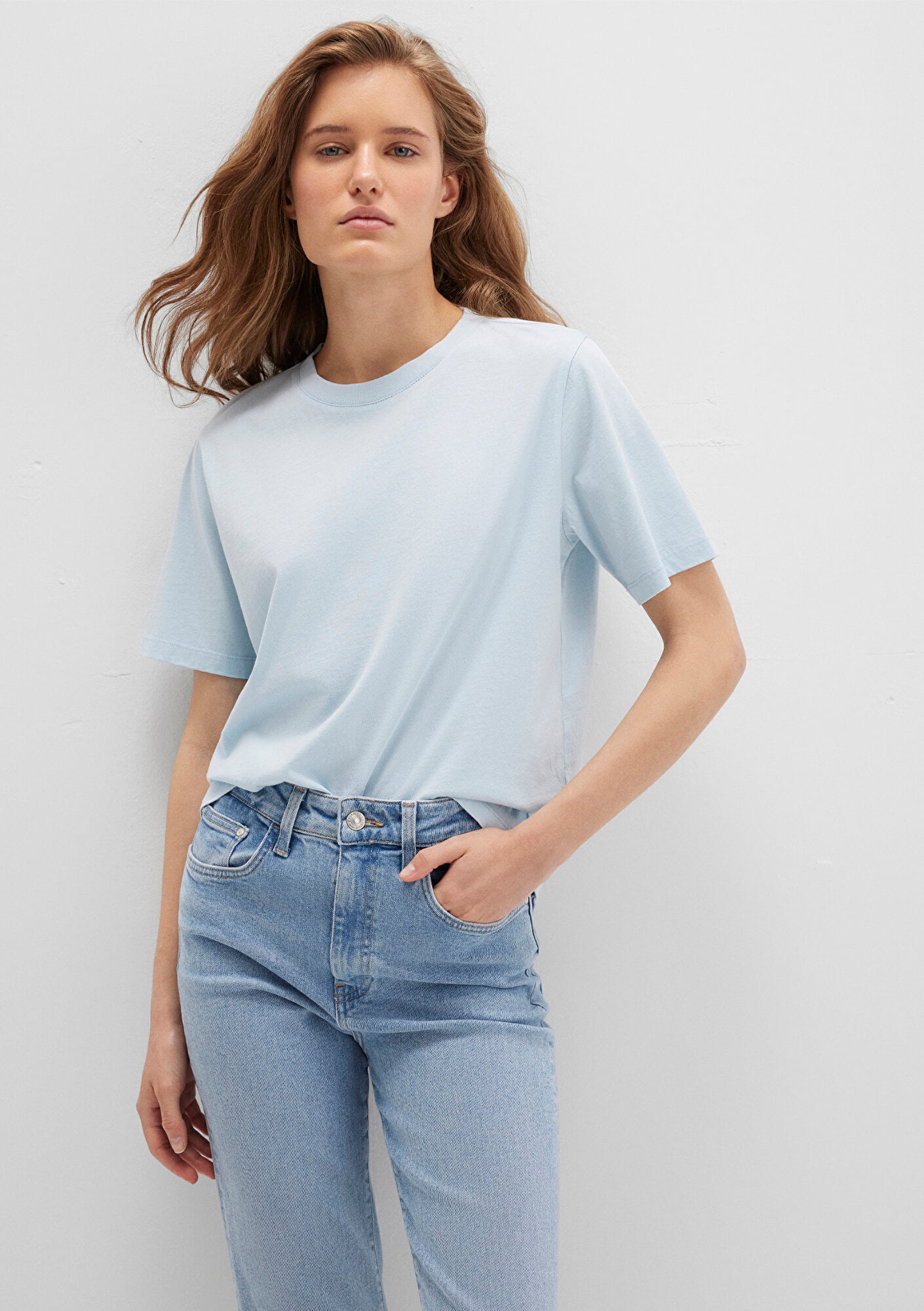  Mavi Bisiklet Yaka Mavi Basic Tişört Regular Fit / Normal Kesim 1600955-89484