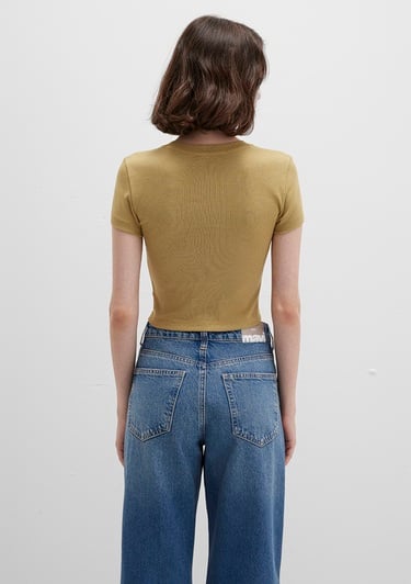  Mavi Sarı Basic Crop Tişört Crop / Kısa Kesim 1600814-70217