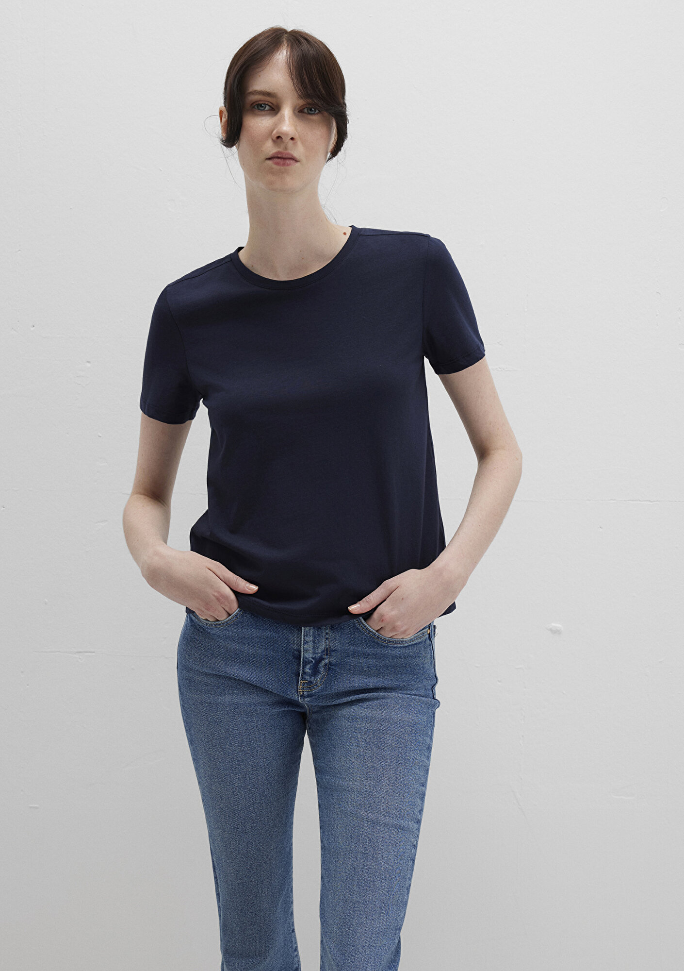  Mavi Lacivert Basic Tişört Slim Fit / Dar Kesim 1613406-86623