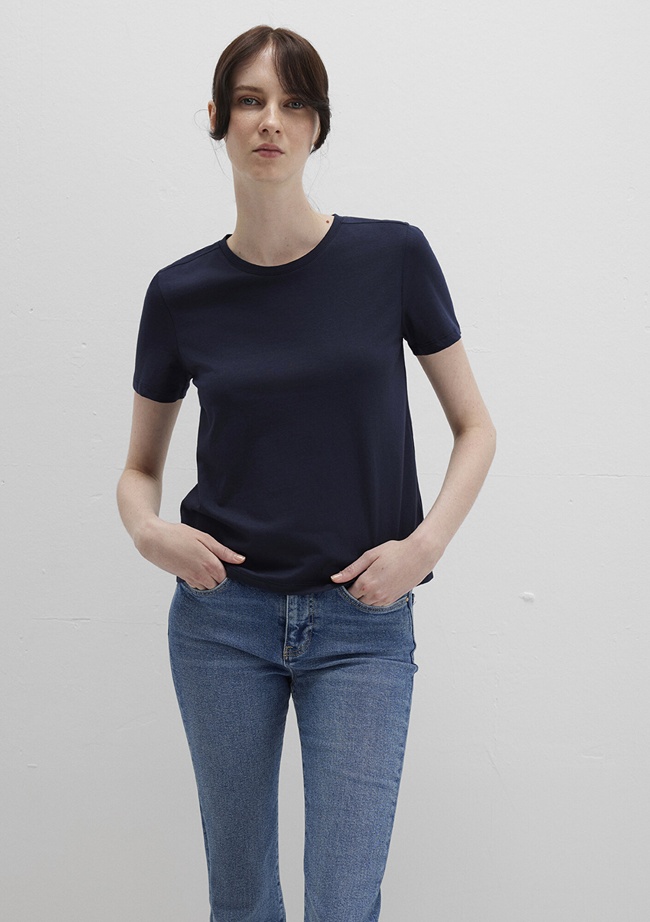  Mavi Lacivert Basic Tişört Slim Fit / Dar Kesim 1613406-86623