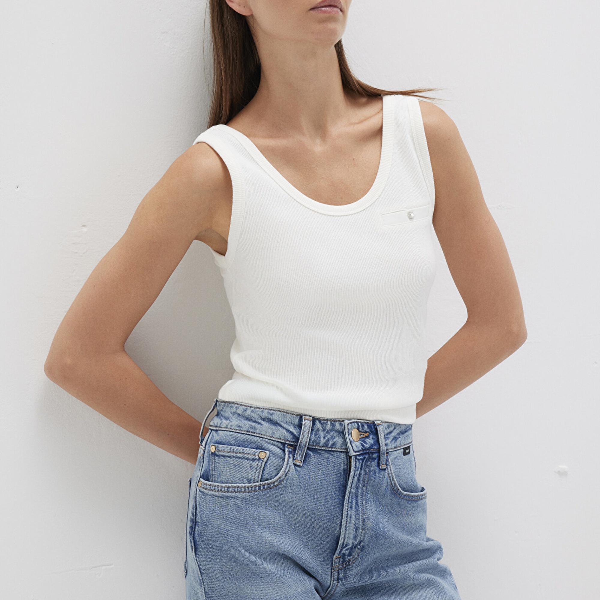 Mavi Ekru Atlet Fitted / Vücuda Oturan Kesim 1613402-70057