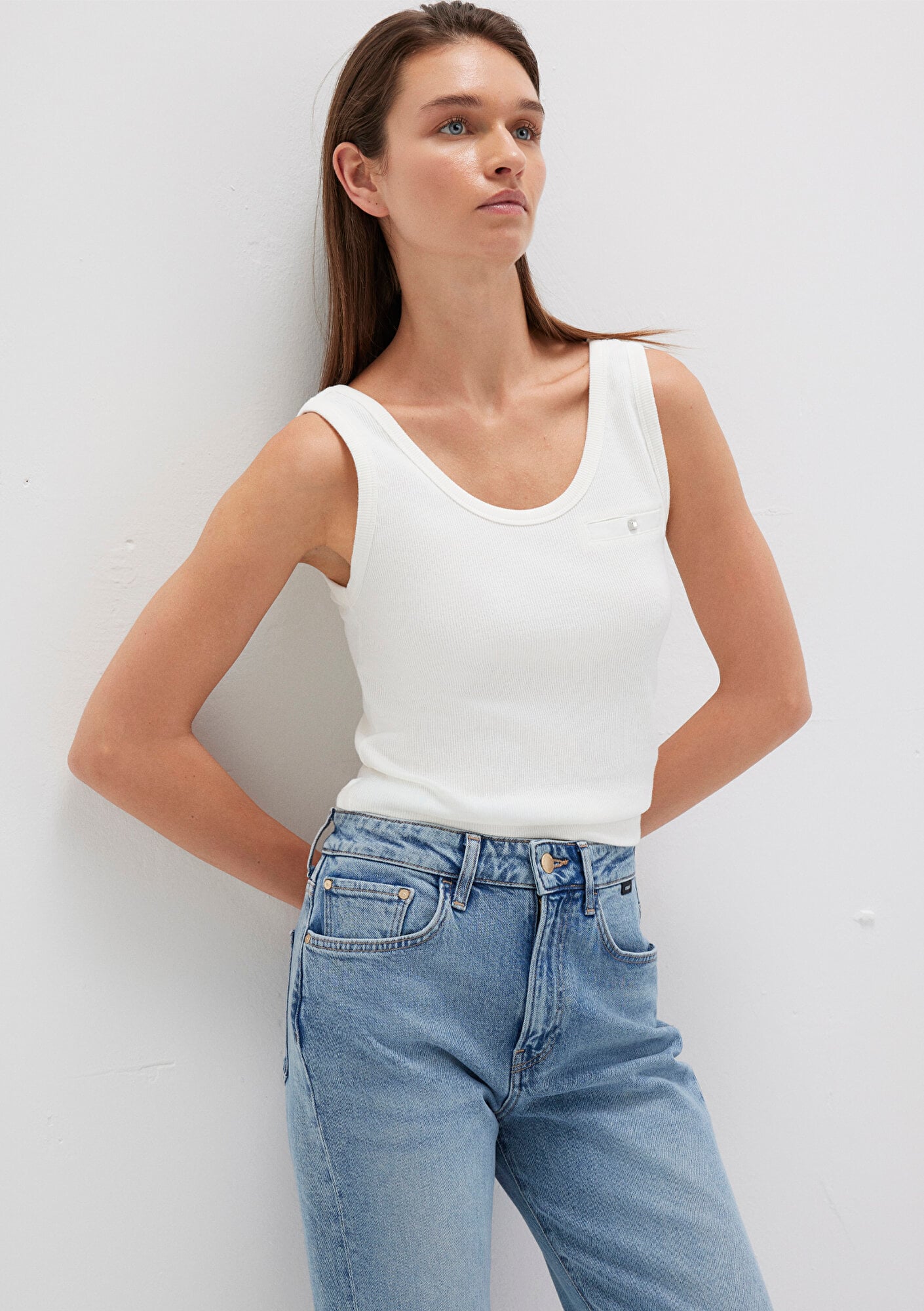  Mavi Ekru Atlet Fitted / Vücuda Oturan Kesim 1613402-70057