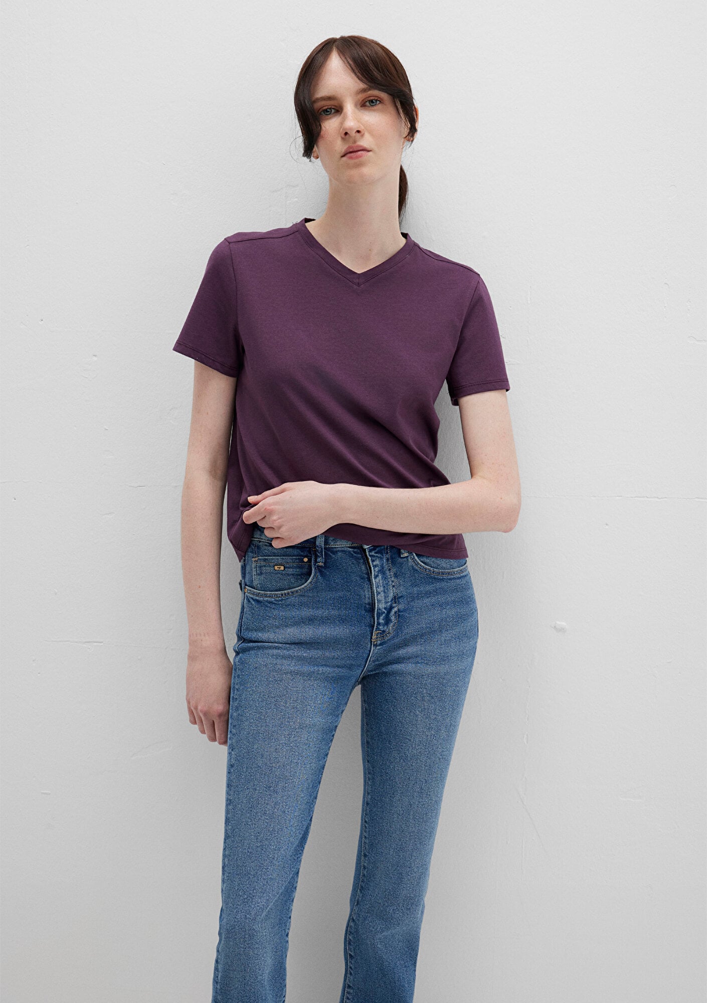  Mavi Mor Basic Tişört Slim Fit / Dar Kesim 1613536-70635