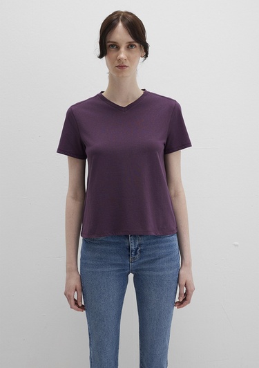  Mavi Mor Basic Tişört Slim Fit / Dar Kesim 1613536-70635