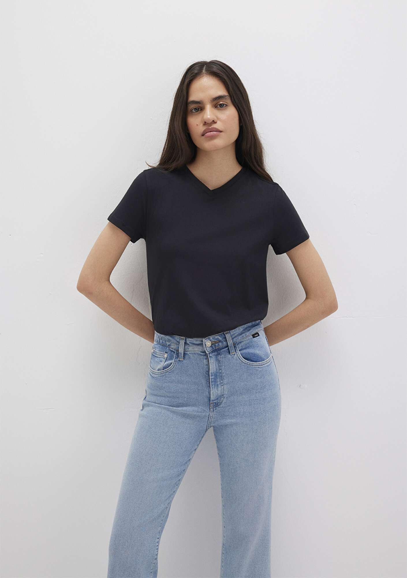  Mavi Siyah Basic Tişört Slim Fit / Dar Kesim 1613536-900