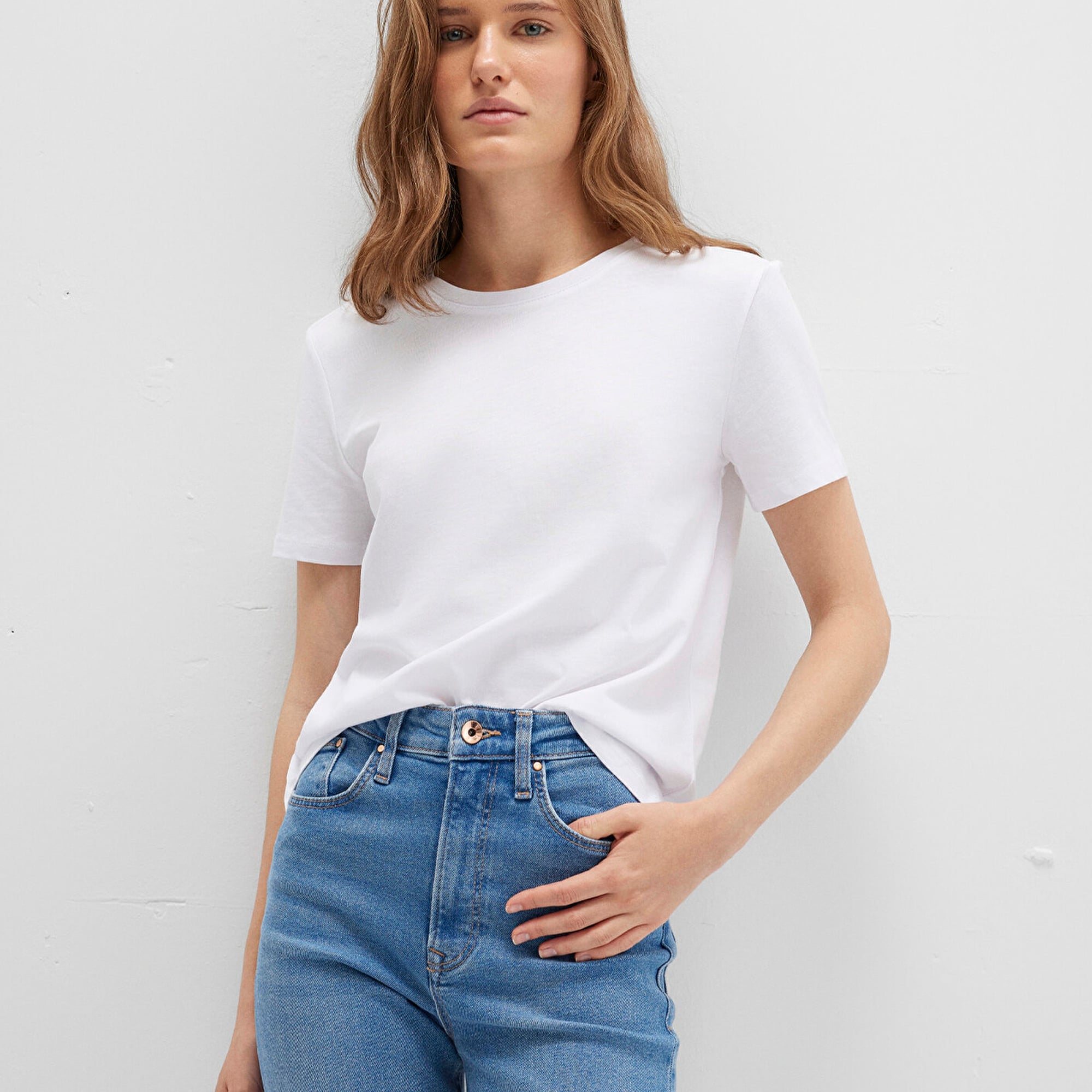 Mavi Beyaz Basic Tişört Slim Fit / Dar Kesim 1613406-620