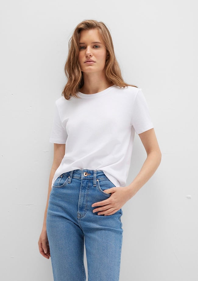  Mavi Beyaz Basic Tişört Slim Fit / Dar Kesim 1613406-620