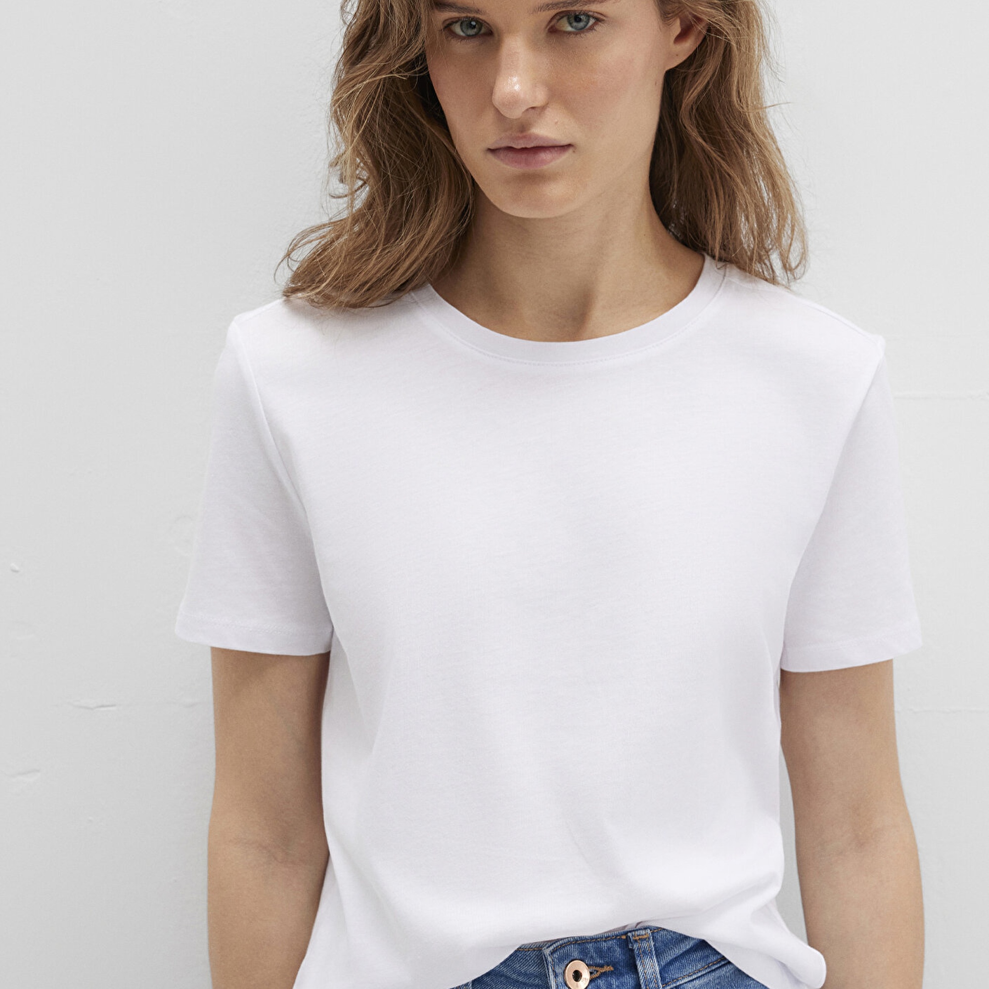 Mavi Beyaz Basic Tişört Slim Fit / Dar Kesim 1613406-620