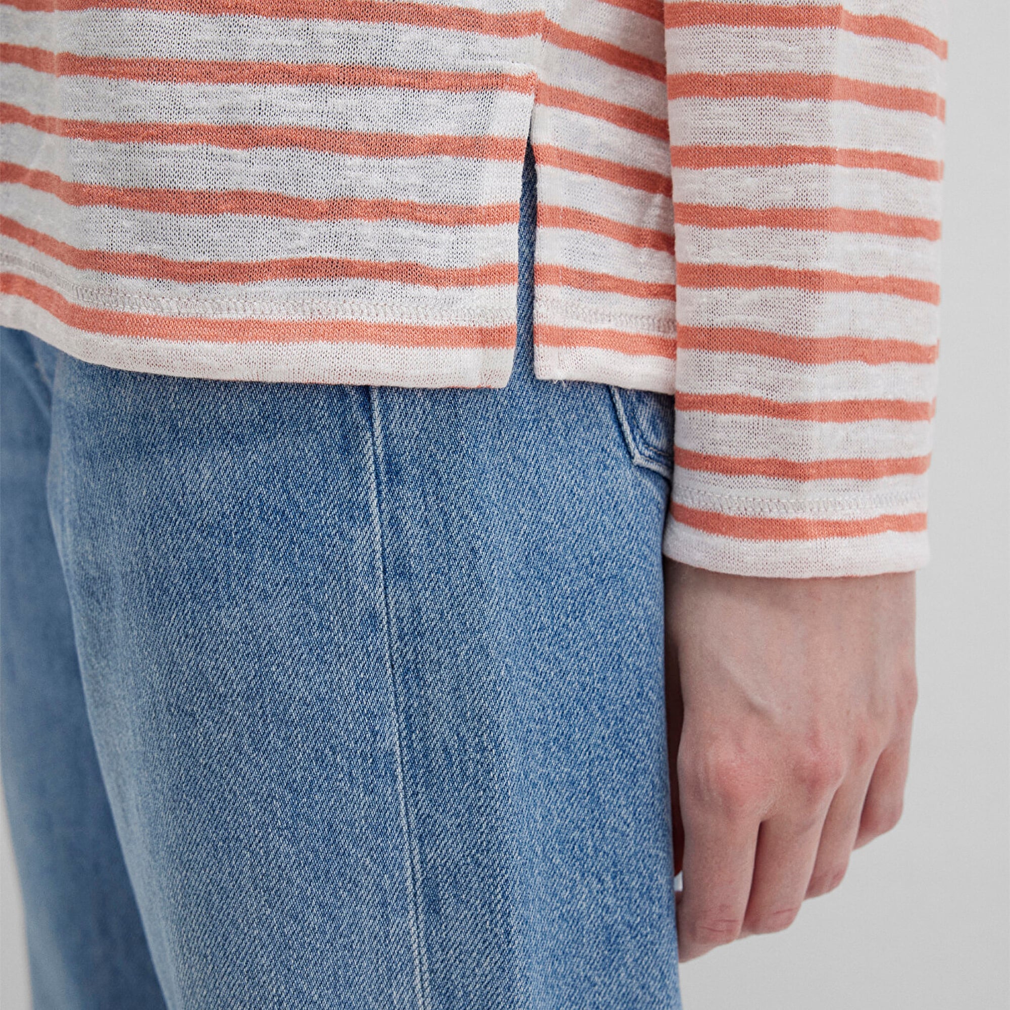 Mavi Turuncu Çizgili Tişört Loose Fit / Bol Rahat Kesim 1612664-90710