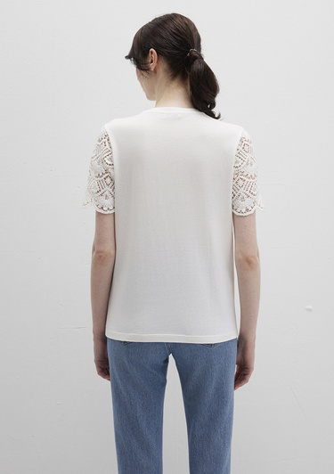  Mavi Dantel Detaylı Ekru Tişört Regular Fit / Normal Kesim 1613515-70057