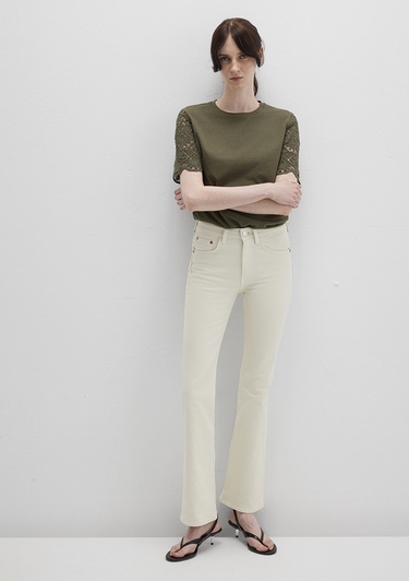  Mavi Dantel Detaylı Haki Tişört Regular Fit / Normal Kesim 1613515-71549