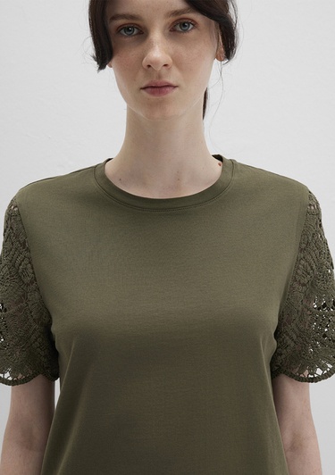  Mavi Dantel Detaylı Haki Tişört Regular Fit / Normal Kesim 1613515-71549