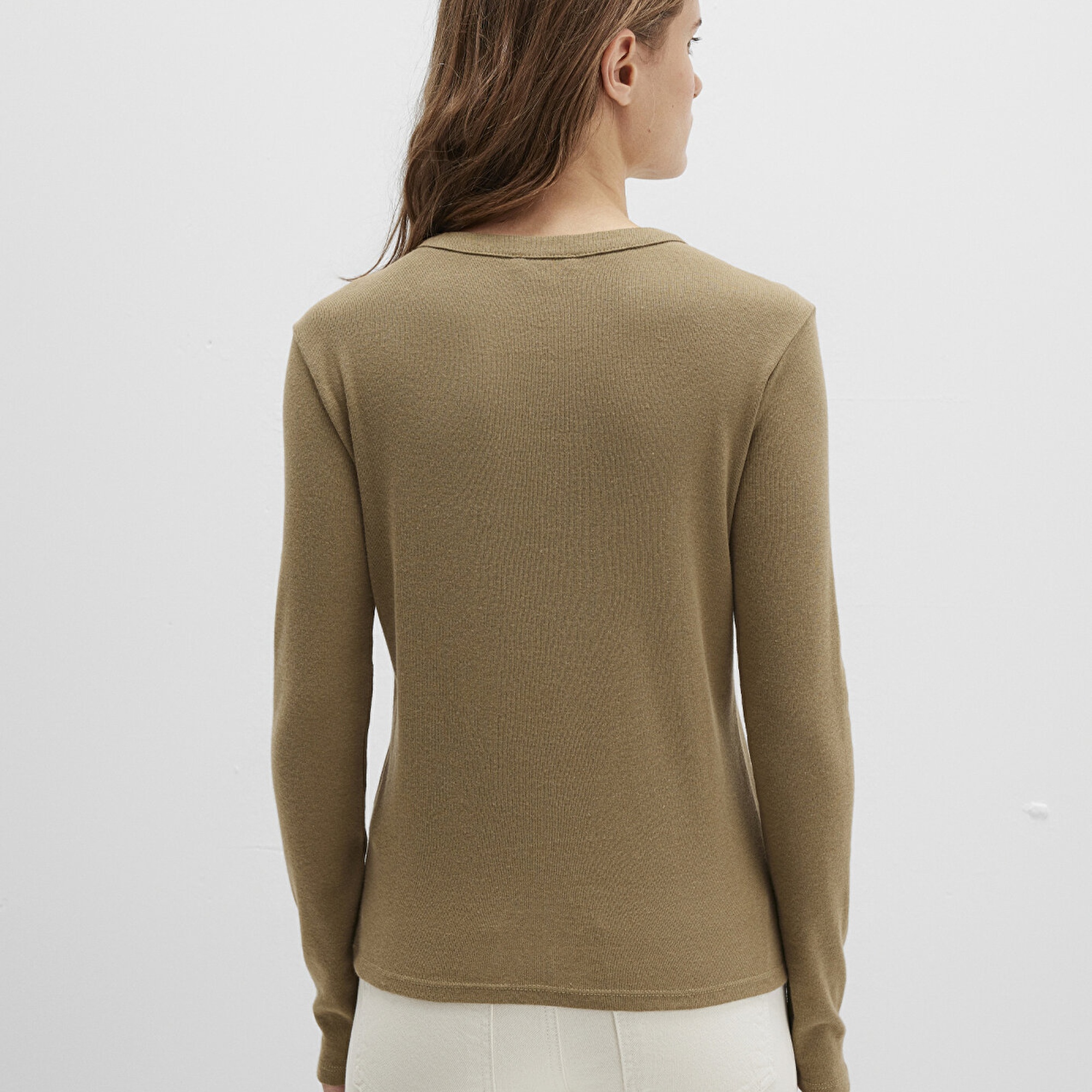 Mavi Düğme Detaylı Haki Tişört Slim Fit / Dar Kesim 1613401-71567