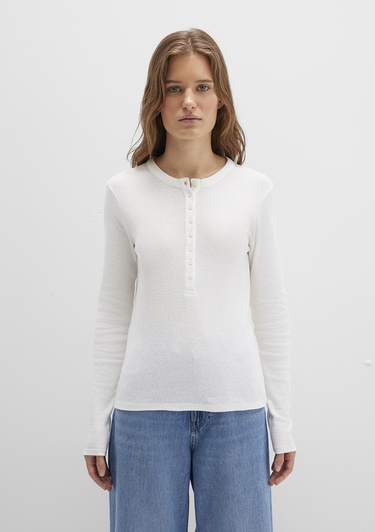  Mavi Düğme Detaylı Ekru Tişört Slim Fit / Dar Kesim 1613401-70057