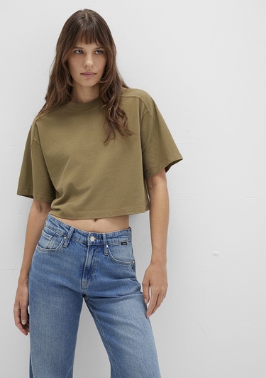  Mavi Haki Crop Tişört Boxy Fit 1613345-71563