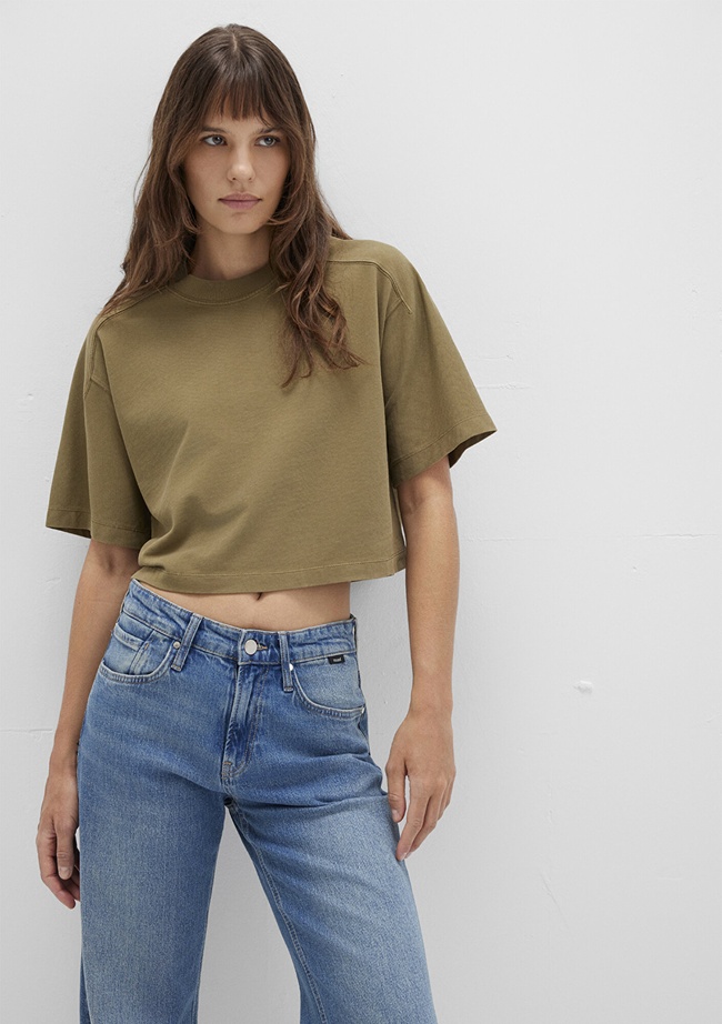  Mavi Haki Crop Tişört Boxy Fit 1613345-71563