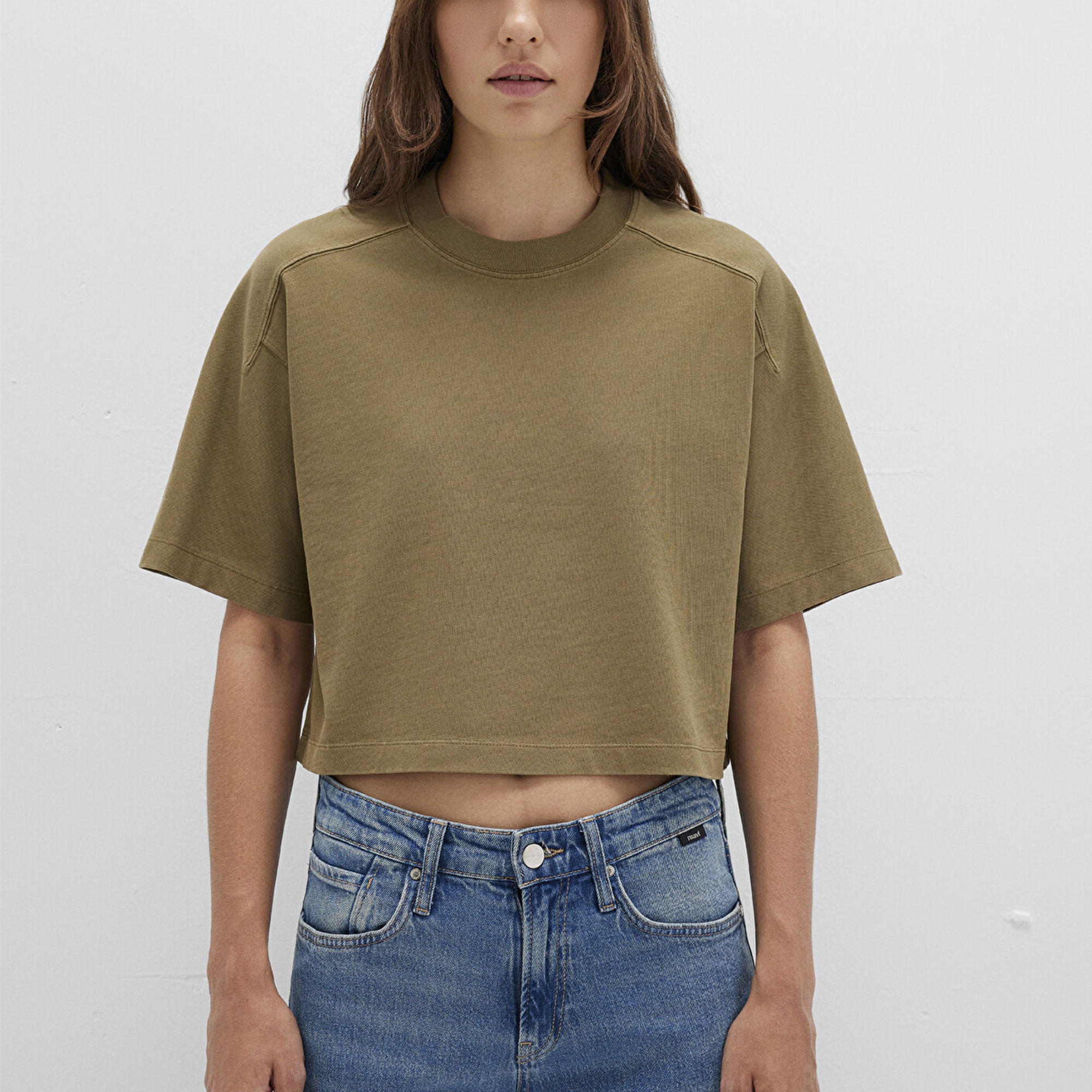 Mavi Haki Crop Tişört Boxy Fit 1613345-71563