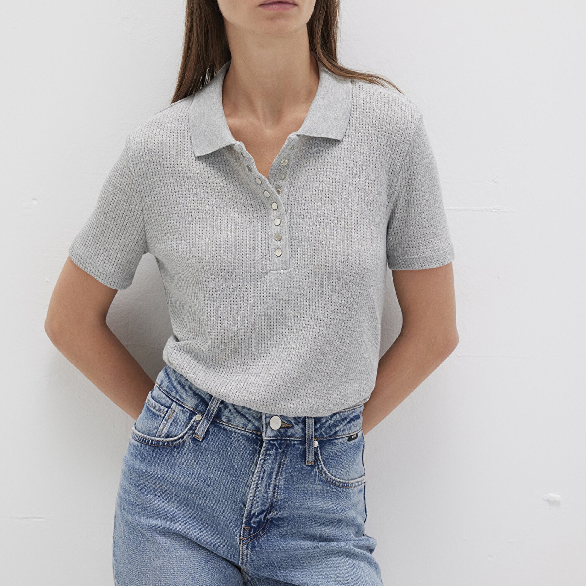 Mavi Gri Polo Tişört Slim Fit / Dar Kesim 1613353-83096