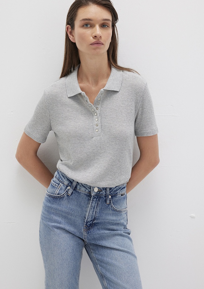  Mavi Gri Polo Tişört Slim Fit / Dar Kesim 1613353-83096