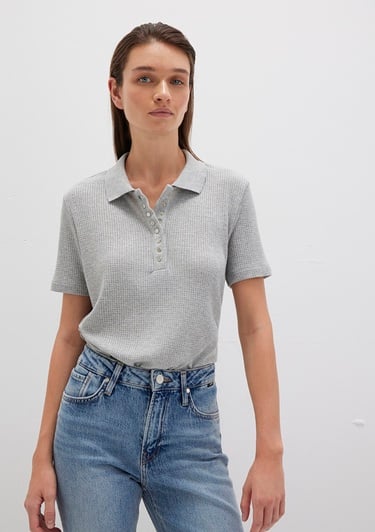  Mavi Gri Polo Tişört Slim Fit / Dar Kesim 1613353-83096