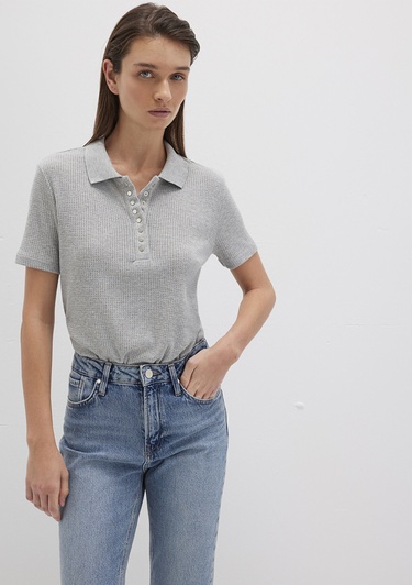  Mavi Gri Polo Tişört Slim Fit / Dar Kesim 1613353-83096