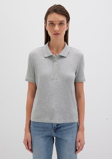  Mavi Gri Polo Tişört Slim Fit / Dar Kesim 1613353-83096