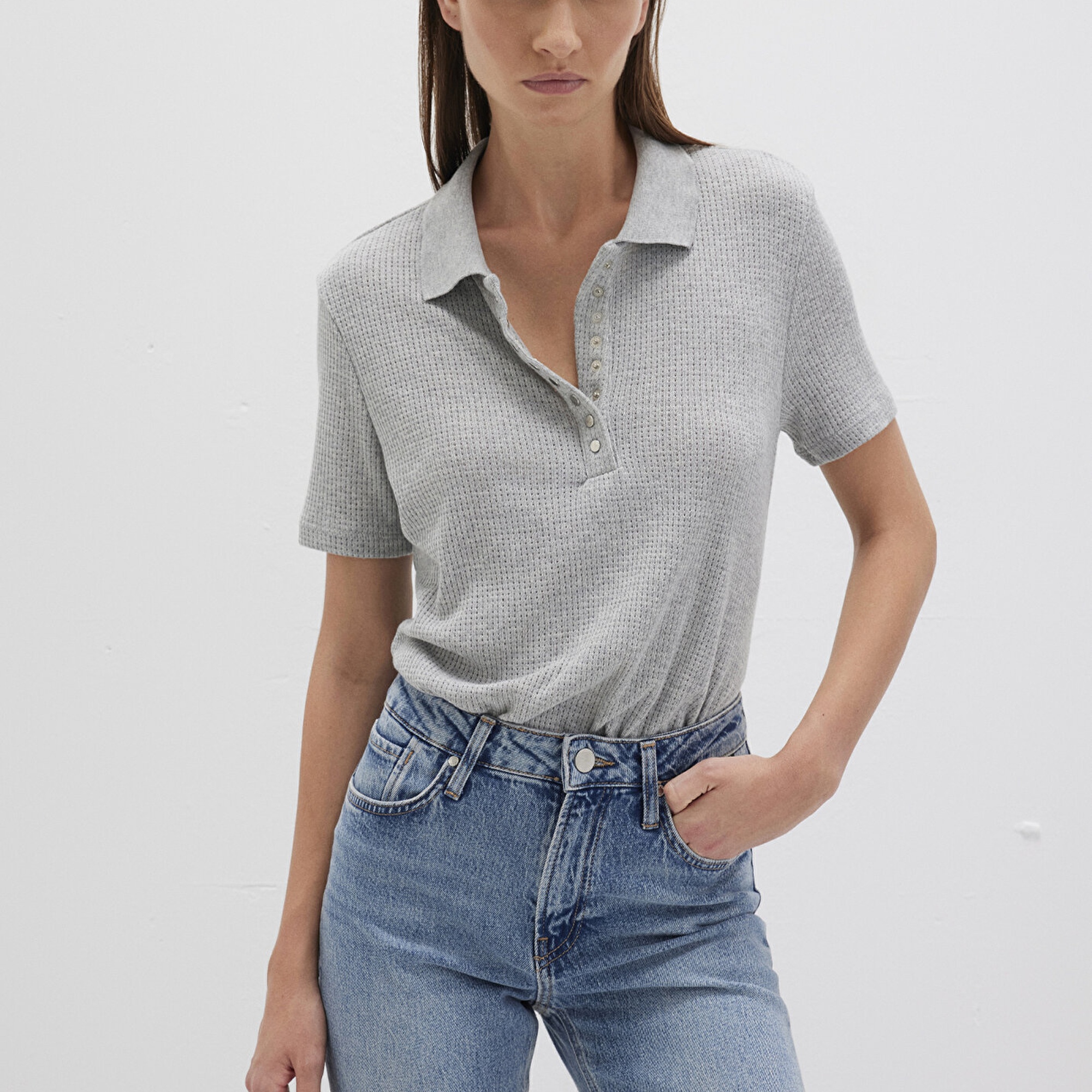 Mavi Gri Polo Tişört Slim Fit / Dar Kesim 1613353-83096