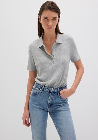  Mavi Gri Polo Tişört Slim Fit / Dar Kesim 1613353-83096