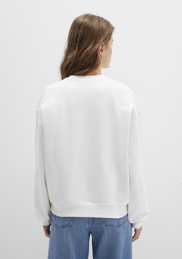  Mavi Bisiklet Yaka Ekru Sweatshirt 1S10358-70057