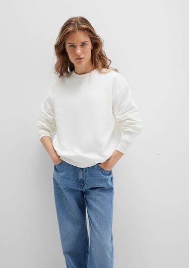  Mavi Bisiklet Yaka Ekru Sweatshirt 1S10358-70057