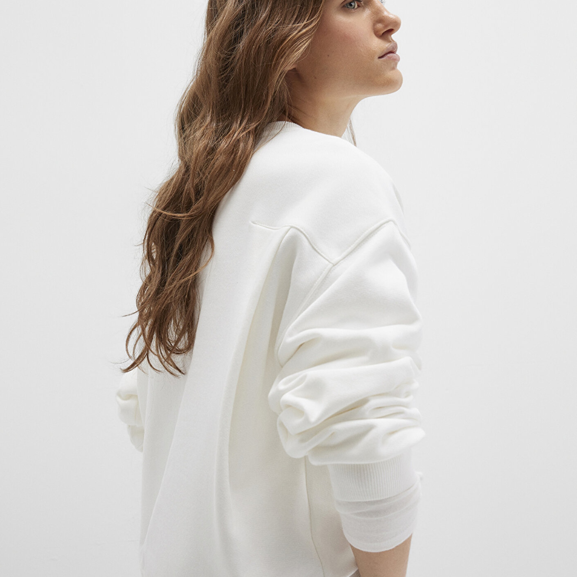 Mavi Bisiklet Yaka Ekru Sweatshirt 1S10358-70057