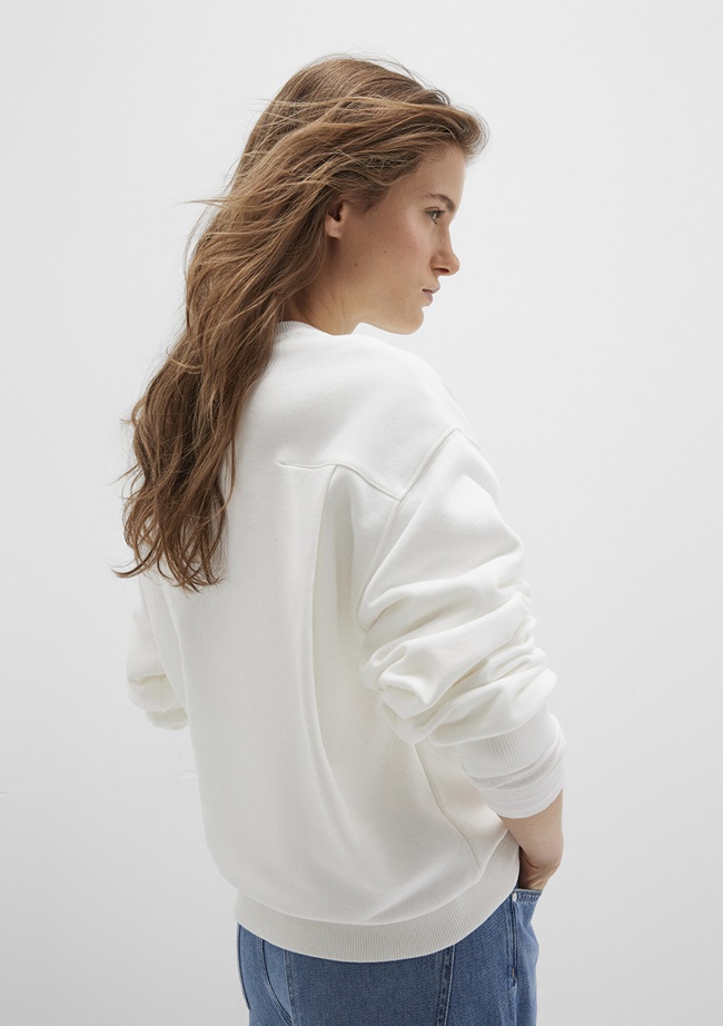  Mavi Bisiklet Yaka Ekru Sweatshirt 1S10358-70057